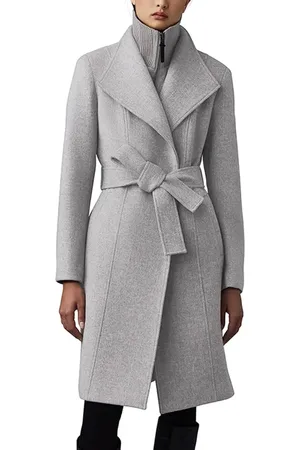 Mackage Norita Belted Double Face Wool Coat with Wool Blend Bib in at Nordstrom, Size X-Large