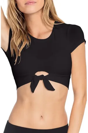 Robin Piccone Ava Knot Front Tee Bikini Top in at Nordstrom, Size Small