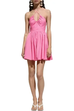 MANGO Ruched Cotton Blend Sundress in at Nordstrom, Size 10