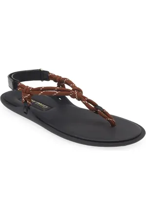 Miu Miu Riviere Cord & Leather Sandal in at Nordstrom, Size 5Us