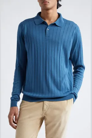JOHN SMEDLEY Ade Merino Wool Rib Polo Sweater in at Nordstrom, Size Medium