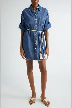 ZIMMERMANN Blanket Stitch Denim Mini Shirtdress in at Nordstrom, Size 0