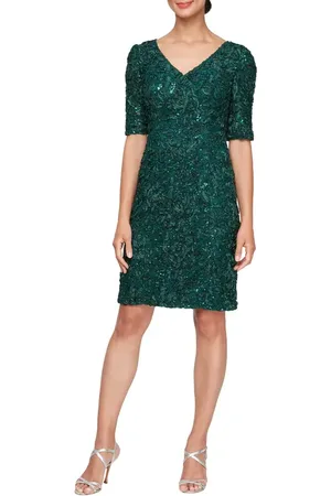 Alex Evenings Soutache V-Neck Sheath Dress in at Nordstrom, Size 14