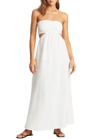 SEA LEVEL Smocked Bodice Cotton Seersucker Cover-Up Dress in at Nordstrom, Size X-Small