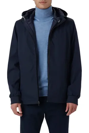 Bugatchi Full Zip Hooded Bomber Jacket in at Nordstrom, Size Small