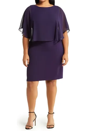 Connected Apparel Cape Sleeve A-Line Dress in at Nordstrom, Size 22W