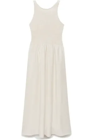 MANGO Smocked Tie Back Sleeveless Maxi Dress in at Nordstrom, Size 8