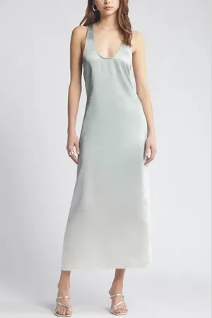 Open Edit Racerback Satin Maxi Dress in at Nordstrom, Size Xx-Small