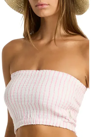 SEA LEVEL Amalfi Beach Bandeau Cotton Cover-Up Crop Top in at Nordstrom, Size Large