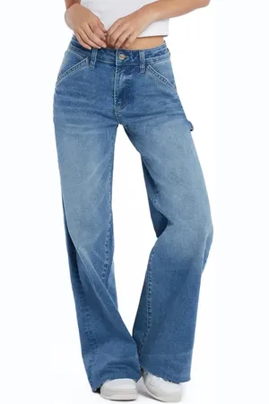 HINT OF BLU Raw Hem Wide Leg Carpenter Jeans in at Nordstrom, Size 25