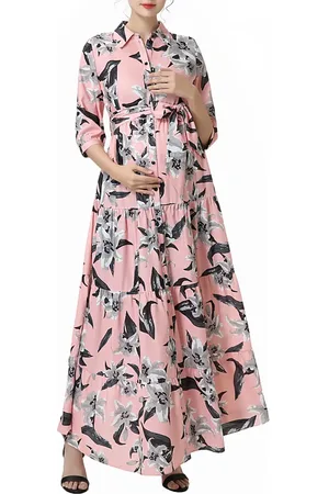 Kimi and Kai Cora Floral Belted Maternity/Nursing Maxi Dress in at Nordstrom, Size X-Small