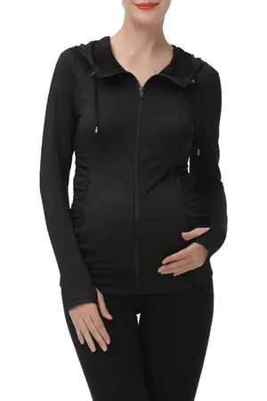 Kimi and Kai Momo Ruched Zip Maternity Hoodie in at Nordstrom, Size X-Small