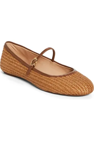 Gianvito Rossi Carla Raffia Ballet Flat in /cuoio at Nordstrom, Size 5.5Us
