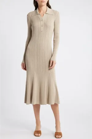Julia Jordan Variegated Rib Long Sleeve Midi Sweater Dress in at Nordstrom, Size X-Small