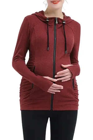 Kimi and Kai Momo Ruched Zip Maternity Hoodie in at Nordstrom, Size X-Small