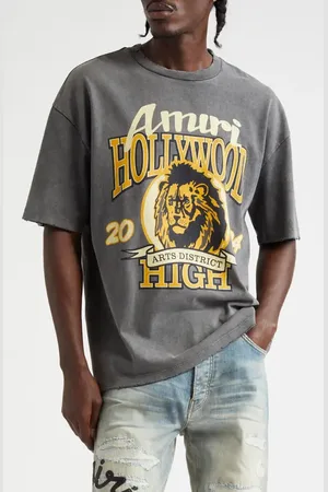 AMIRI High Lion Distressed Cotton Graphic T-Shirt in at Nordstrom, Size Large