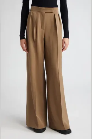 Max Mara Libbra Pleated Wide Leg Virgin Wool & Mohair Pants in at Nordstrom, Size 10