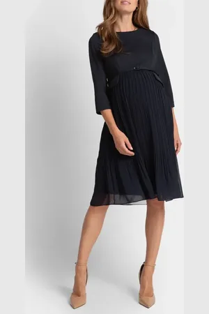 Séraphine Belted Three-Quarter Sleeve Stretch Mixed Media Maternity A-Line Dress in at Nordstrom, Size 6