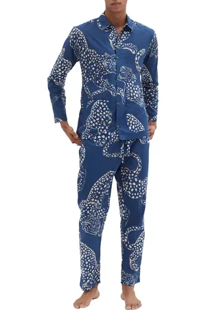 Desmond & Dempsey Leopard Print Long Sleeve Cotton Pajamas in at Nordstrom, Size Small