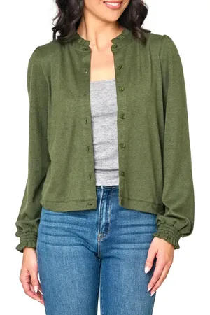 GIBSONLOOK Ruffle Accent Cardigan in at Nordstrom, Size Small