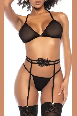 Mapalé Appliqu?? Mesh Bra, Gater Belt & G-String in at Nordstrom, Size Small