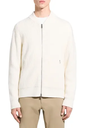 THEORY Ryke Cashton Rib Cotton & Cashmere Blend Zip-Up Cardigan in at Nordstrom, Size X-Large