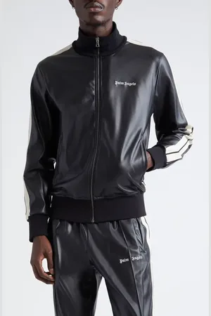 Palm Angels Faux Leather Track Jacket in at Nordstrom, Size Small