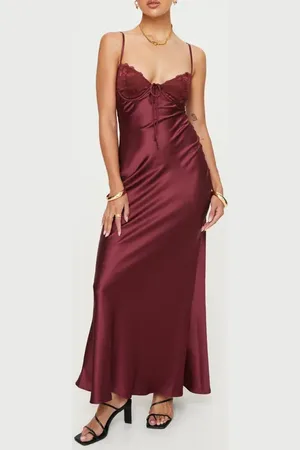 Princess Polly Fadyen Bias Cut Satin Maxi Dress in at Nordstrom, Size 8