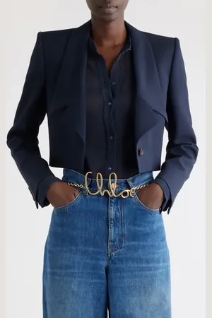 Chloé One-Button Crop Wool Blazer in at Nordstrom, Size 8 Us