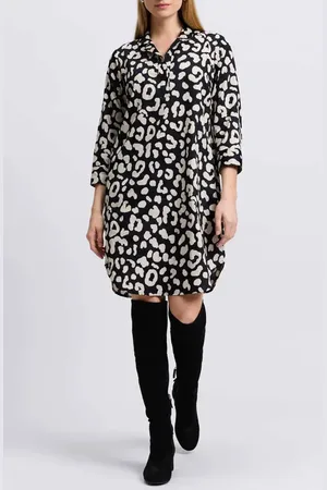 Foxcroft Sloane Animal Print Popover Shirtdress in at Nordstrom, Size X-Large