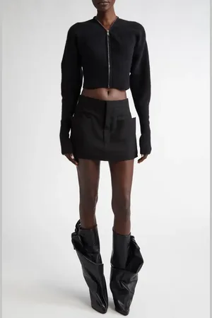 Rick Owens Zip Detail Crop Alpaca Blend Cardigan in at Nordstrom, Size Medium