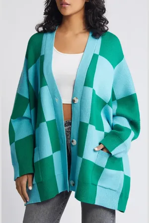 Dressed in Lala Love You Oversize Checkerboard Cardigan in at Nordstrom, Size Large