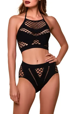 HAUTY Seamless Halter Tie Bralette & Panties Set in at Nordstrom
