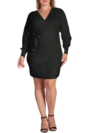 Standards & Practices Ursa Long Sleeve Wrap Sweater Minidress in at Nordstrom, Size 1X