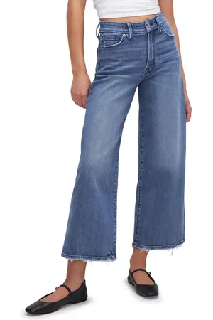 GOOD AMERICAN Good Waist Crop Palazzo Jeans in at Nordstrom, Size 00
