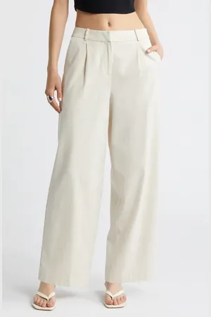 Open Edit Wide Leg Linen Blend Pants in at Nordstrom, Size 12