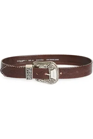 Golden Goose Floral Embossed Stud Leather Belt in at Nordstrom, Size 70 Eu