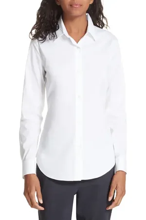 THEORY Tenia Cotton Blend Blouse in at Nordstrom, Size X-Large