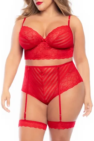 Mapalé Lace Bra, High Waist Briefs & Garters in at Nordstrom, Size 1X