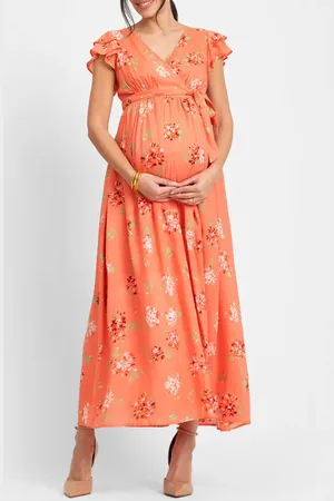 Séraphine Flutter Sleeve Faux Wrap Maternity Dress in at Nordstrom, Size 2