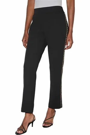 Ming Wang Chain Detail Deco Crepe Tuxedo Pants in at Nordstrom, Size X-Small