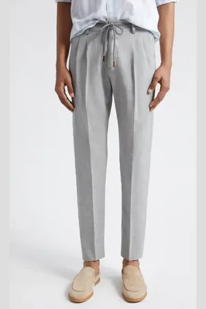 ELEVENTY Drawstring Waist Wool, Silk & Linen Pants in at Nordstrom, Size 34 Us