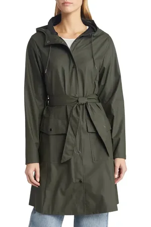 Rains Curve Waterproof Belted Jacket in at Nordstrom, Size X-Small