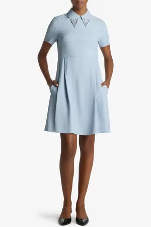ST. JOHN Embellished Point Collar A-Line Dress in at Nordstrom, Size 12