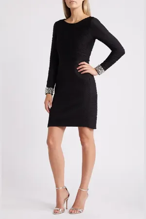 Vince Camuto Rhinestone Detail Long Sleeve Cocktail Dress in at Nordstrom, Size 0