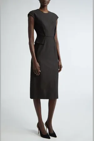 ST. JOHN Pinstripe Jersey Peplum Sheath Dress in at Nordstrom, Size 0