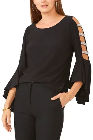 Chaussmoi Rhinestone Ladder Trim Knit Blouse in at Nordstrom, Size Small