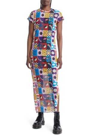 Dressed in Lala Patchwork Print Mesh Dress in at Nordstrom, Size Medium
