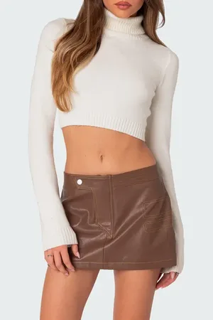 Edikted Cutout Back Crop Turtleneck Sweater in at Nordstrom, Size Small