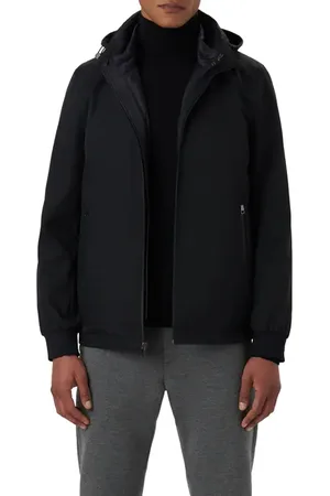 Bugatchi Full Zip Hooded Bomber Jacket in at Nordstrom, Size Small